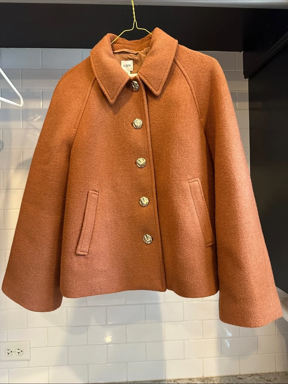 J. crew Wool Blend Caramel Brown Button-Front Jacket swing coat - Picture 6 of 9